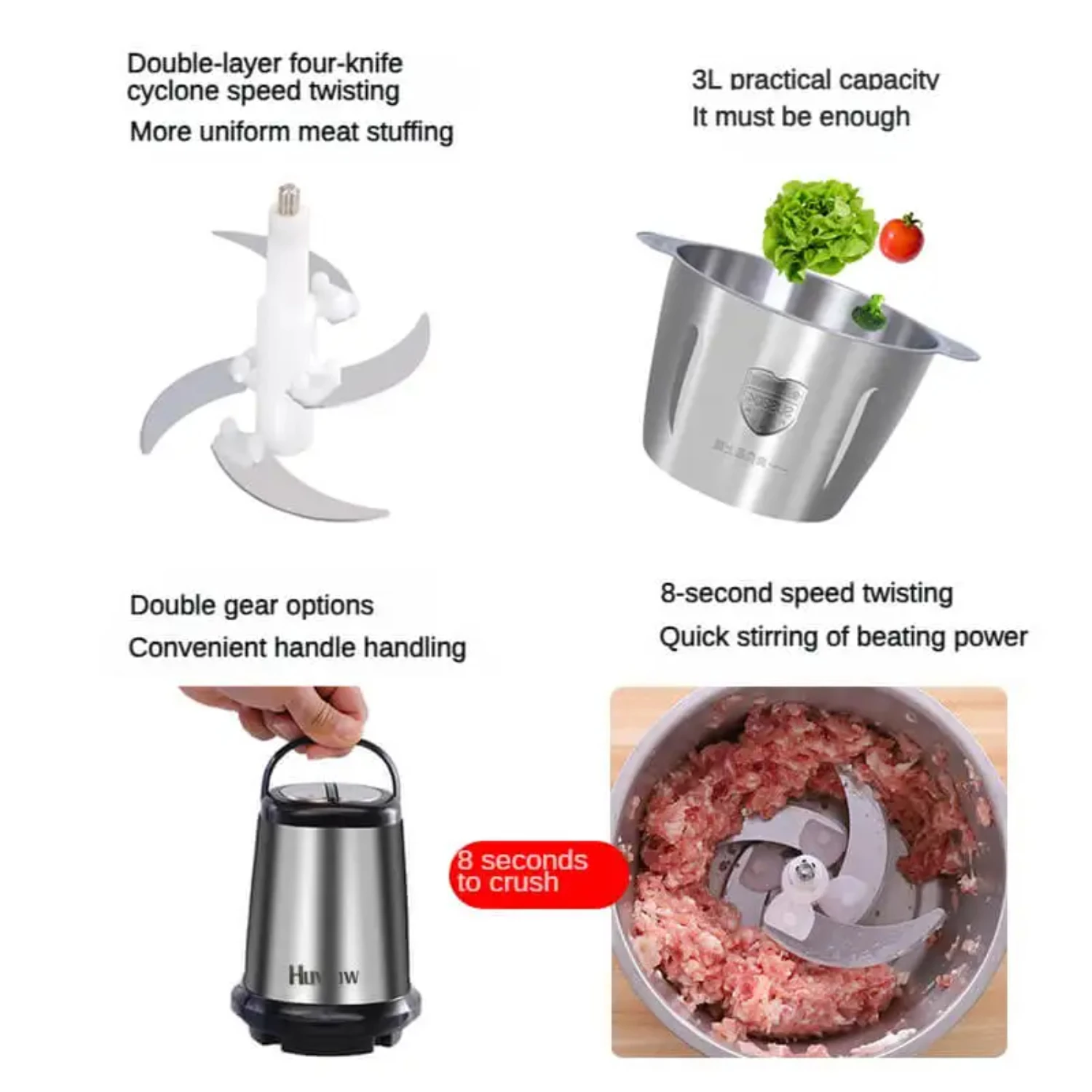 New Efficient and powerful stainless steel meat grinder, mincer, slicer, and vegetable chopper - Versatile and convenient food p