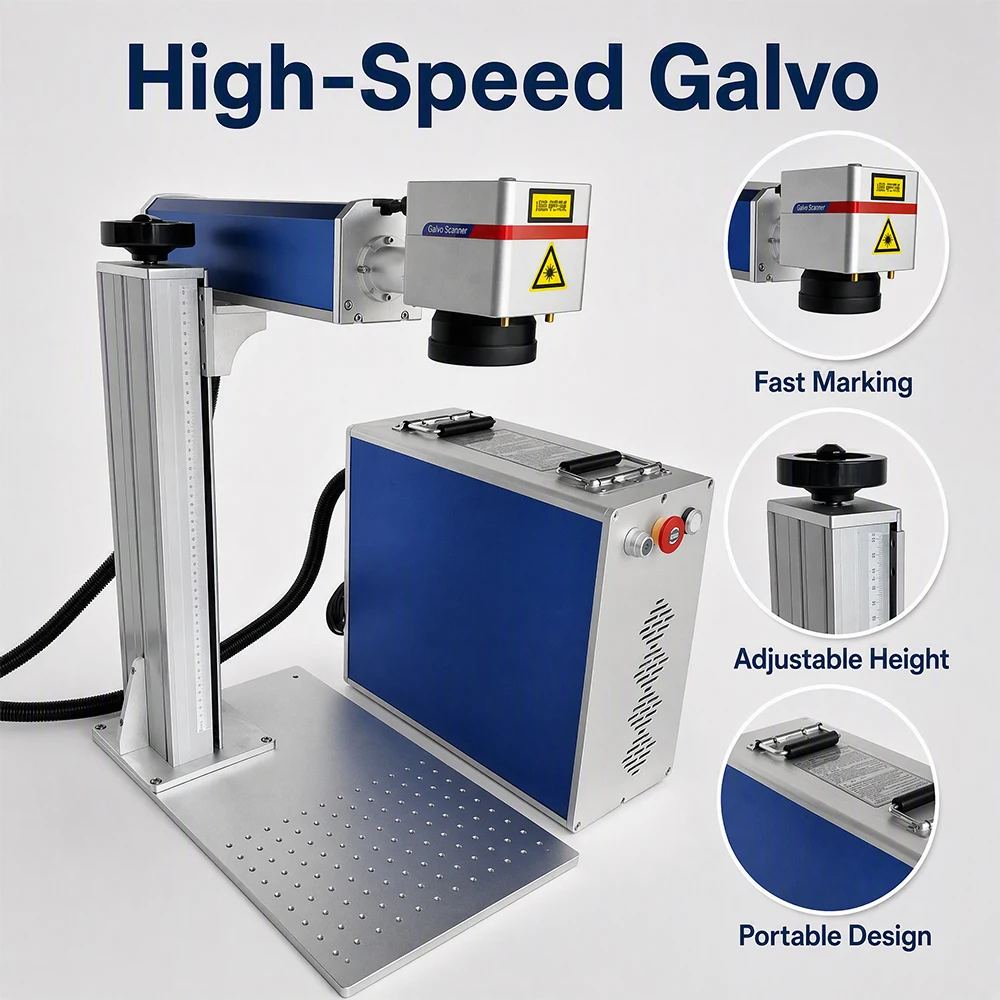 Mopa Color Mask 3D Dynamic Marker Raycus Metal Fiber Laser 20W 30W 50W Fiber Laser Marking Machine with Rotary