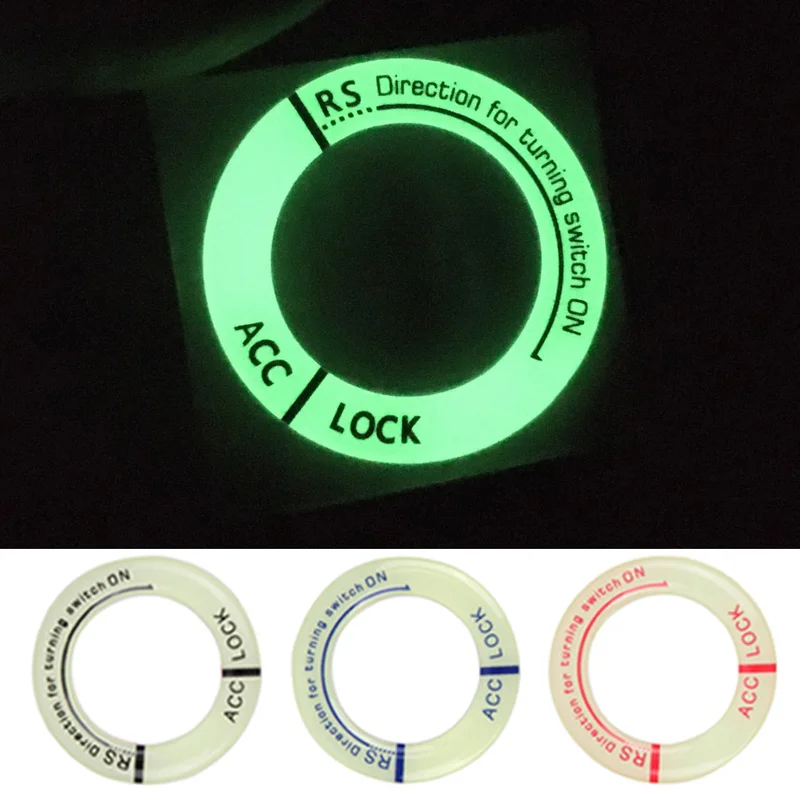 Car Night Luminous Ignition  Ring Stickers Auto Motorcycle Universal Ignition Switch  3D Fluorescent Circle Decoration