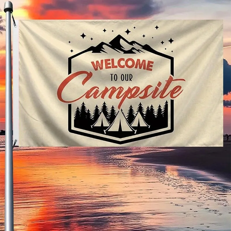 Welcome To Our Campsite Outdoor Polyester Flag Durable Garden Banner For Home Decor