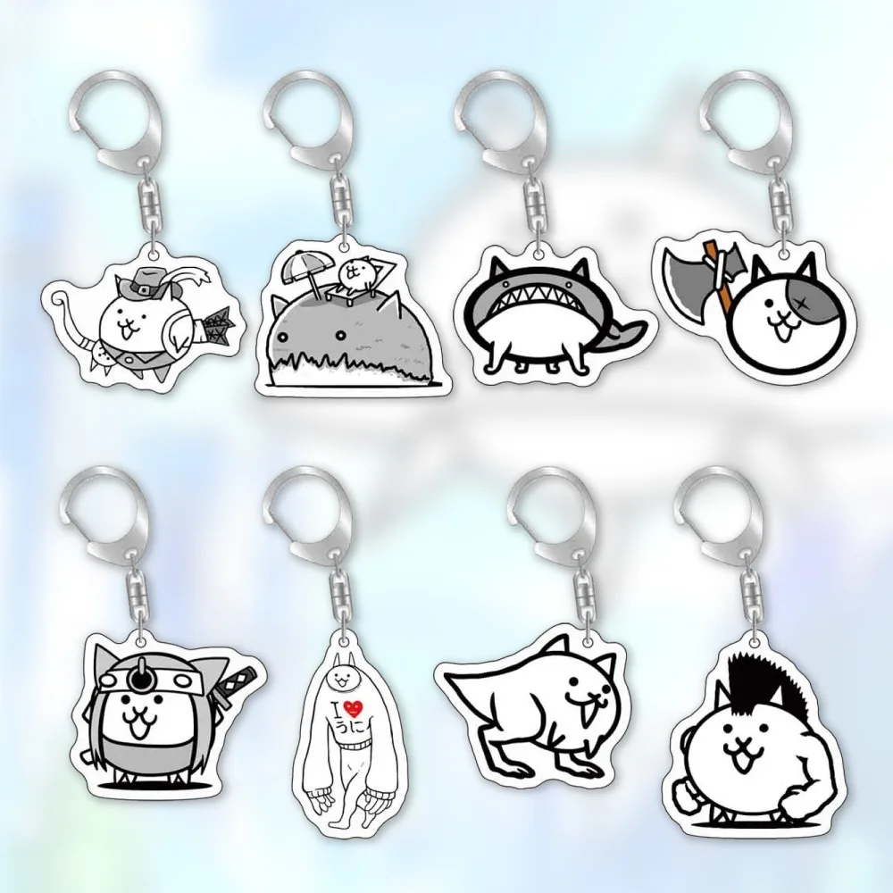 

Diy Custom Battle Cats Keychain Game Series Peripherals Cute Cartoons Creative Fashion Jewelry Backpack Pendant Holiday Gifts