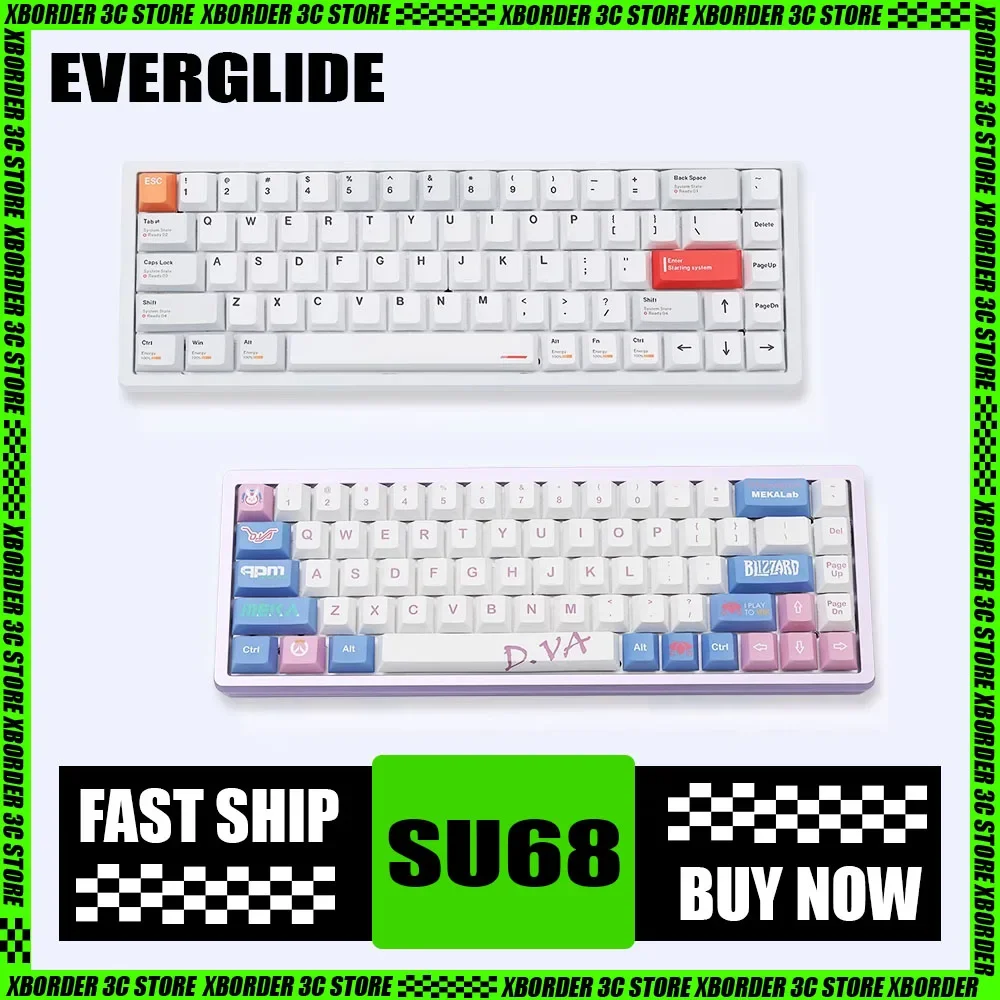 Everglide Su68 Magnetic Switch Mechanical Keyboard Aluminium Alloy Wired Low Delay Gaming Keyboard Customize Rgb Gasket Pc Gamer