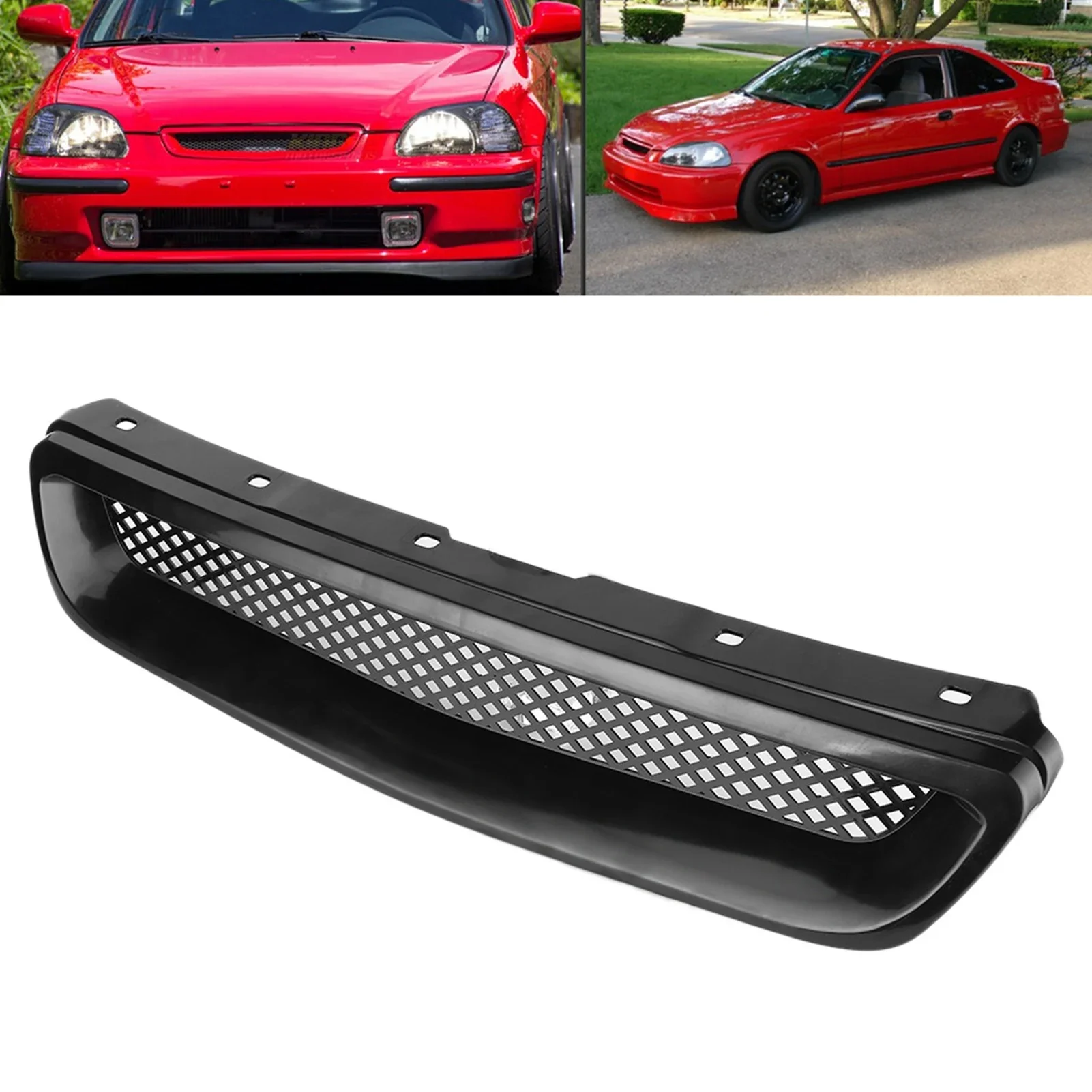 Fit for Honda Civic 1996-1998 JDM Type-R Style ABS Car Front Hood Grille Air Flow Intake Mesh Car Exterior Modification Parts