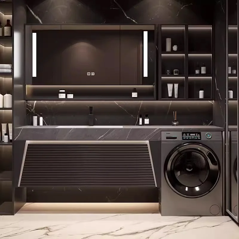 

Комбинированный шкаф для стиральной машины из дуба, раковина для ванной, шкаф для ванной комнаты