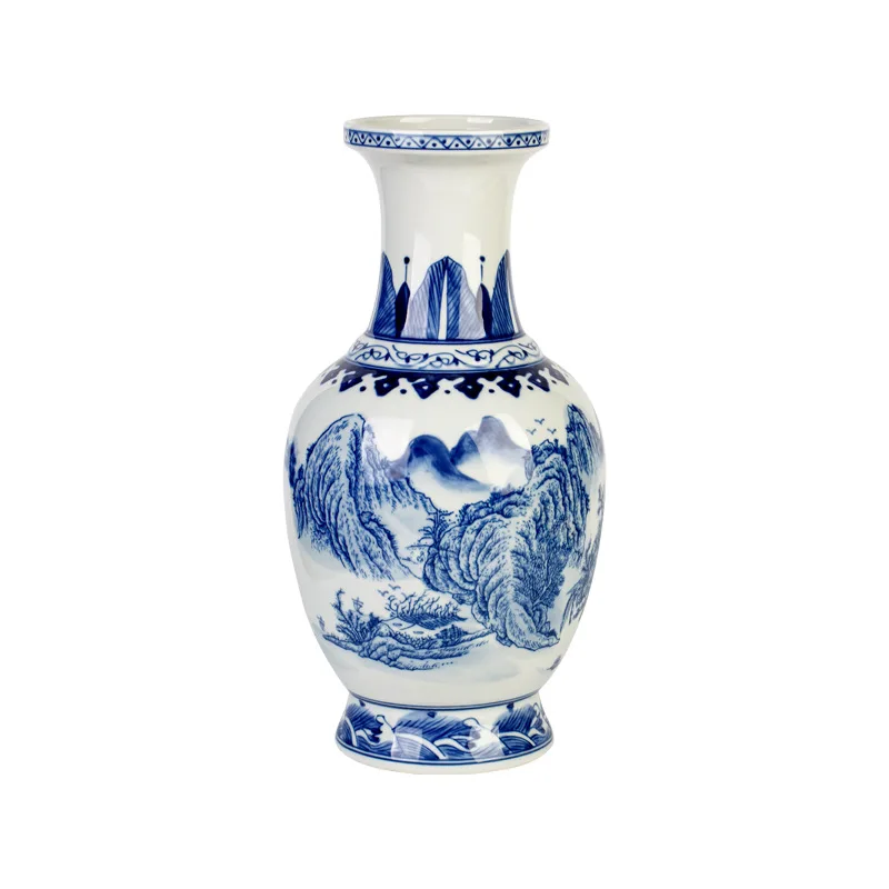 

Ceramics antique blue and white porcelain vase flower arrangement home living room decoration ornament
