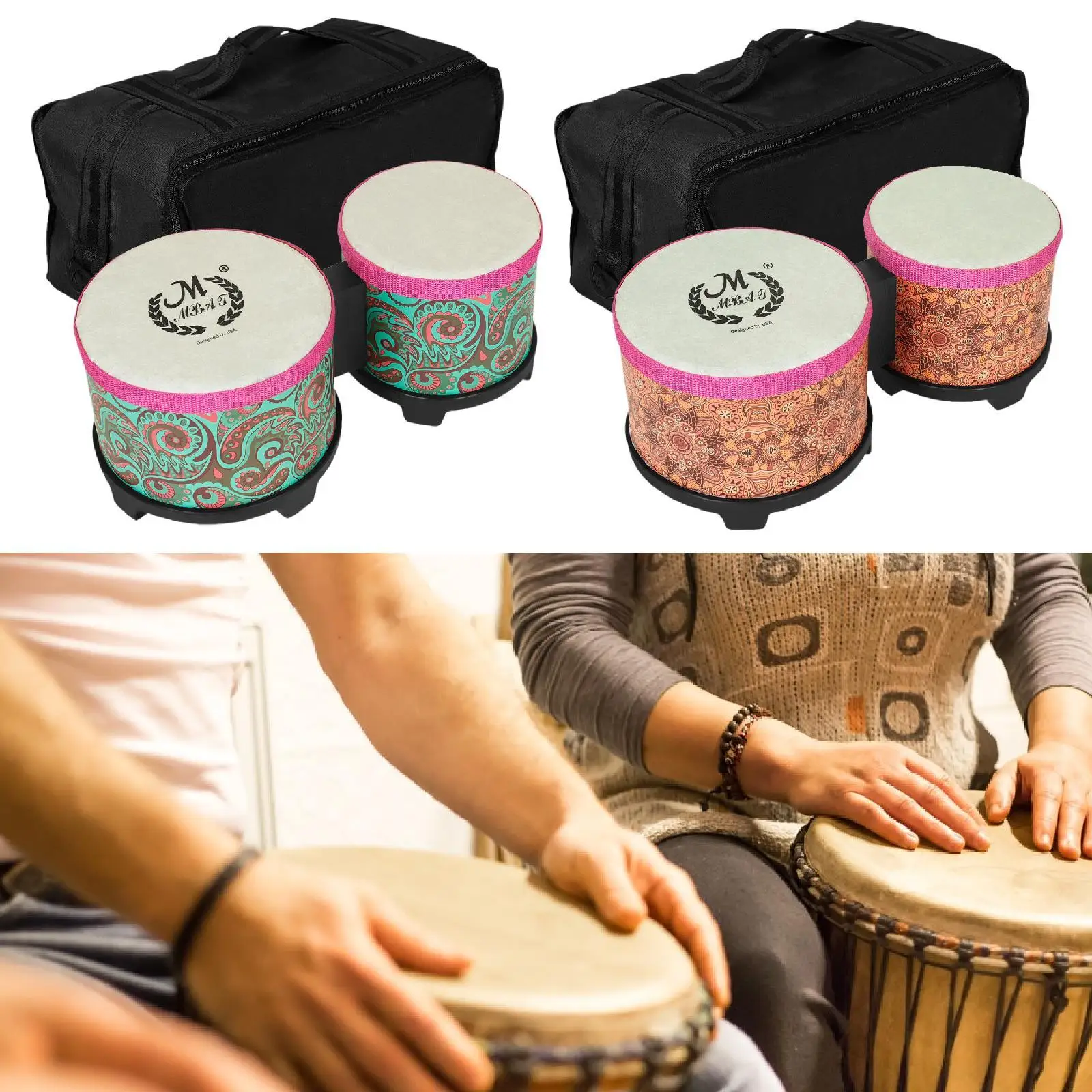 

Wooden Bongo Drum Percussion Instruments for Children Adults Kids Beginners