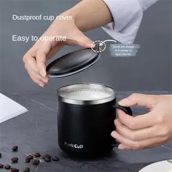 350/450/500ml 304 Stainless Steel Coffee Mugs Portable Cups Heat Insulation Anti-fall Thermos Mug Home with Cover and Handle Mug