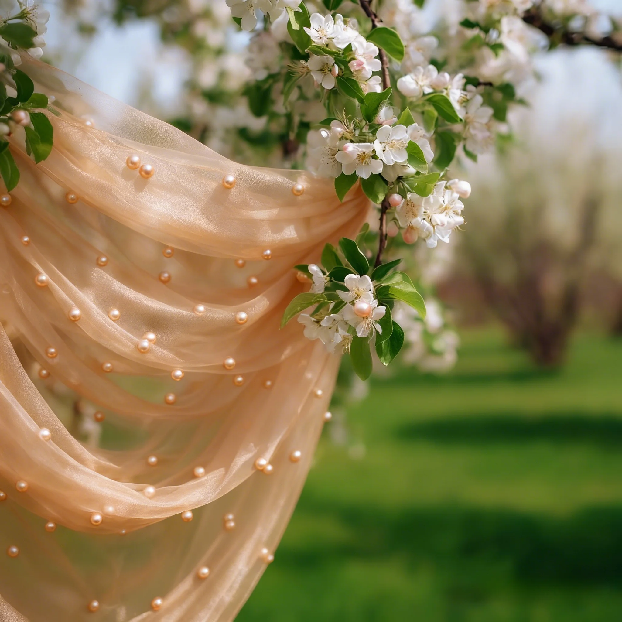 Ein eleganter 6,56 Fuß langer Tischläufer in sechs Perlmuttfarben, perfekt für Hochzeiten und Veranstaltungen, und eine ideale Weihnachtsdekoration. – Detail 3