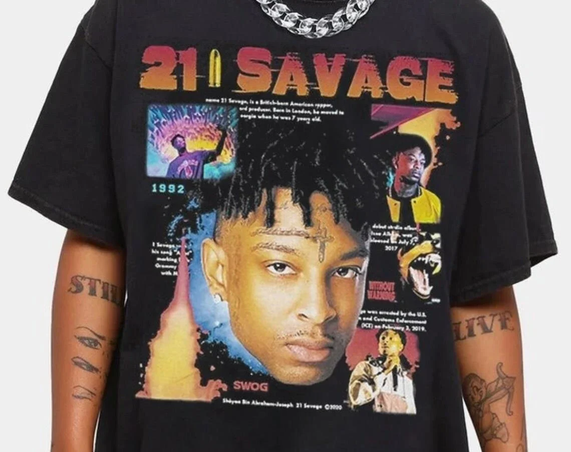 21 Savage And Metro Boomin Drop Limited Edition Savage Mode Ii Rap Tee Vintage Hip Hop T-Shirt Men'S Women Unisex Shirt Fg137