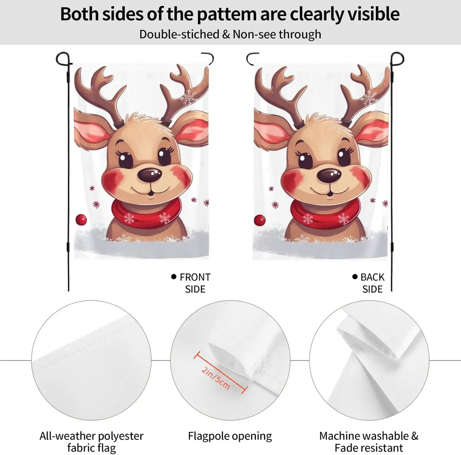 Cute Xmas Reindeer Garden Flag 28x40 Inch Double Sided Vertical Welcome Summer Flags No Fade House Flags Yard Banner For Sea hhz