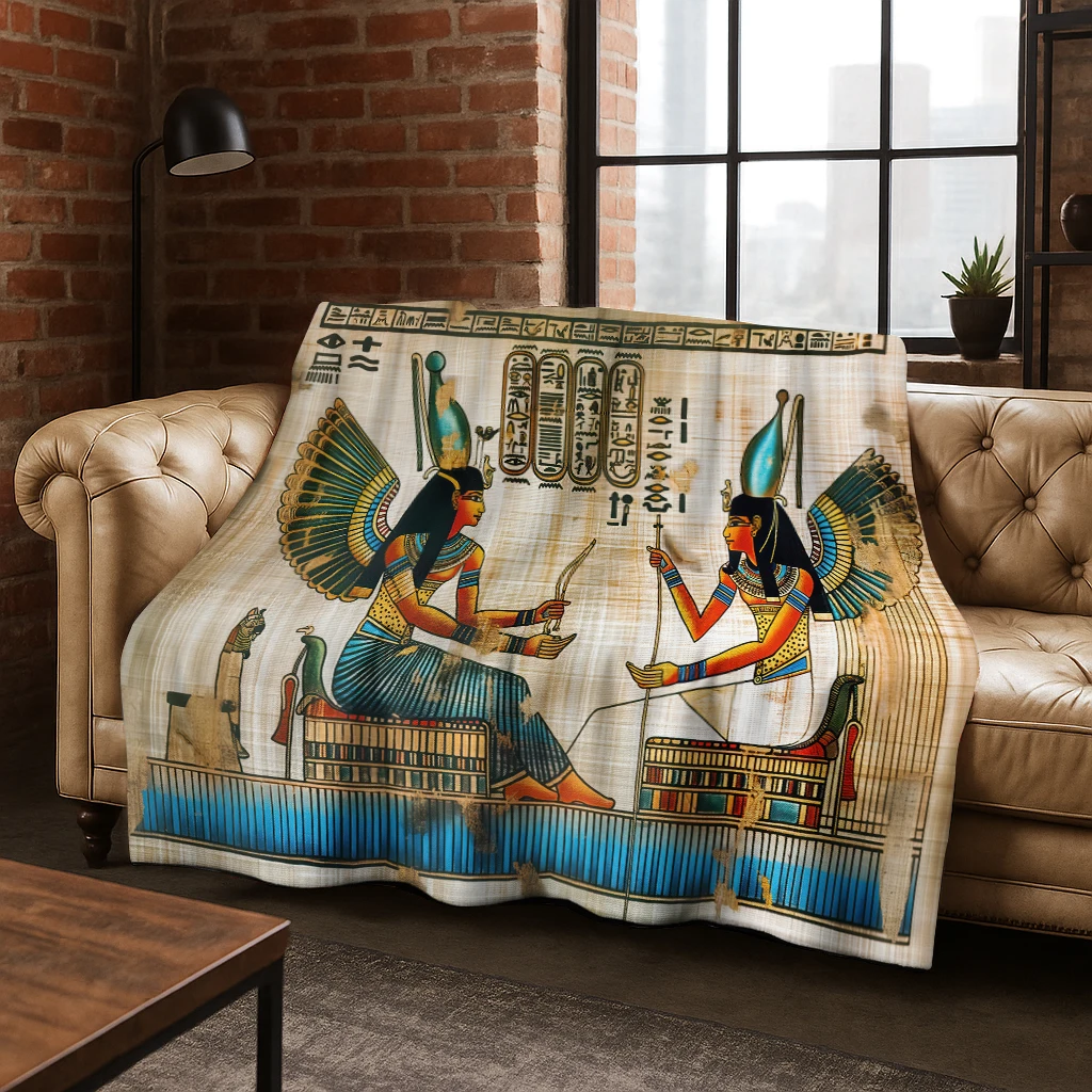 3D Ancient Egyptian Pyramids Flannel Blanket Soft Warm Blanket for Bedroom Room Living Room Office Travel Camping Picnic Gift