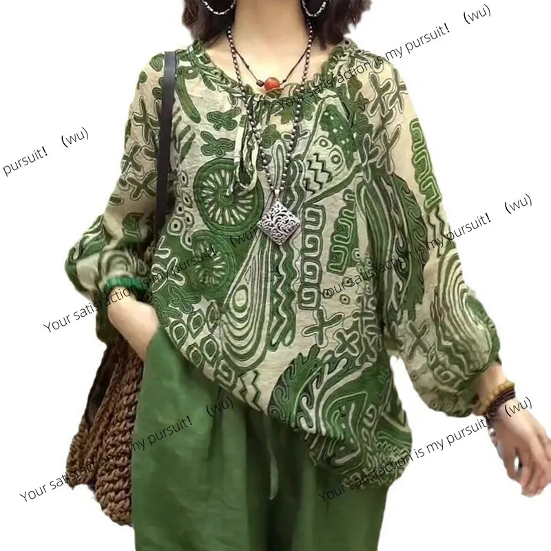 

Vintage style women's plus size printed T-shirt, suitable for middle-aged and elderly mothers