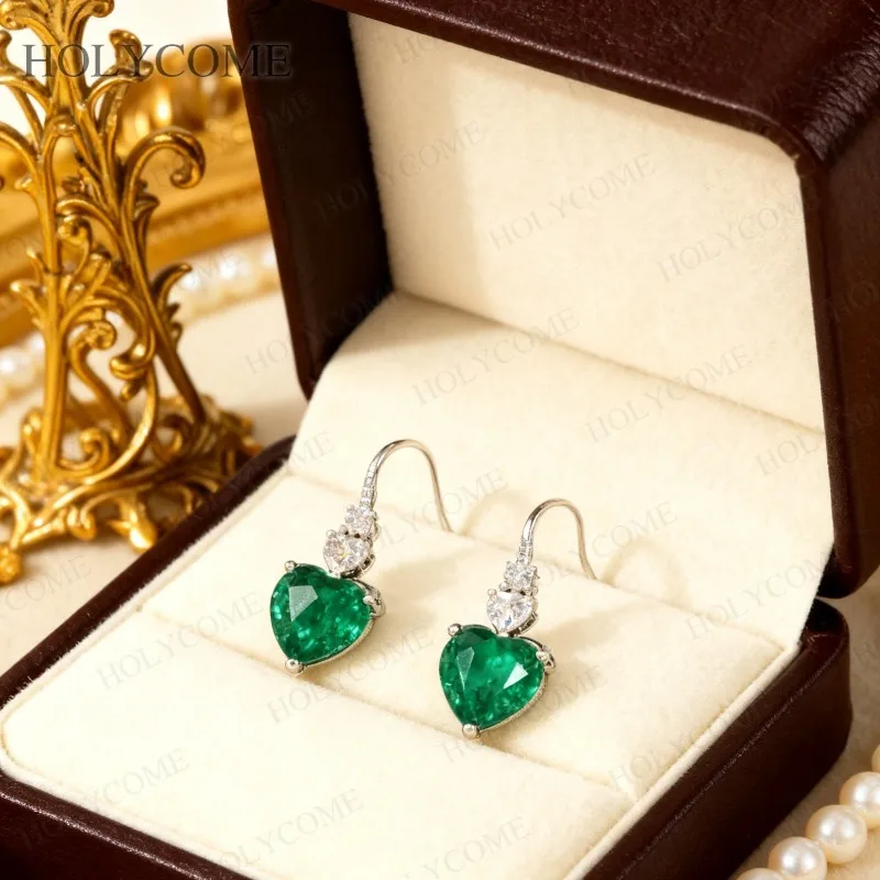 

Серьги на заказ в форме сердца 8x8 мм, лабораторные рубиновые сапфиры, серьги Columbia, модные сверкающие серьги для свадьбы, помолвки, рождественские украшения