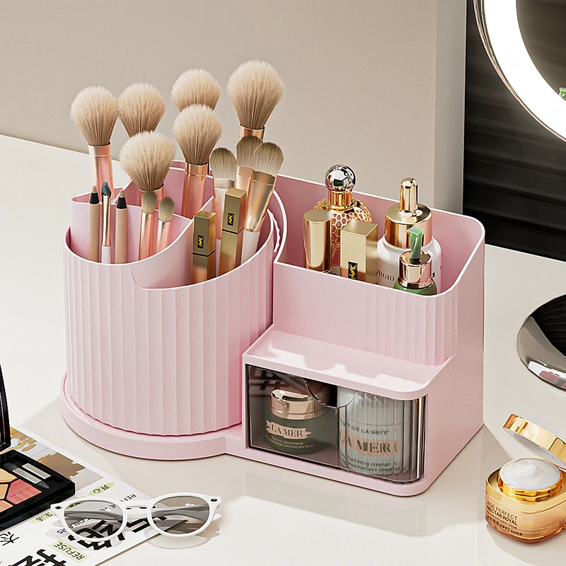 360 ° Rotatable Cosmetic Display Box, Cosmetic Storage Box, Multi-Purpose Cosmetic Organizer, Suitable for Brushes, Nail Polish, Lipsticks, and Art Supplies – Perfect for Bathroom Vanity or Desktop Display