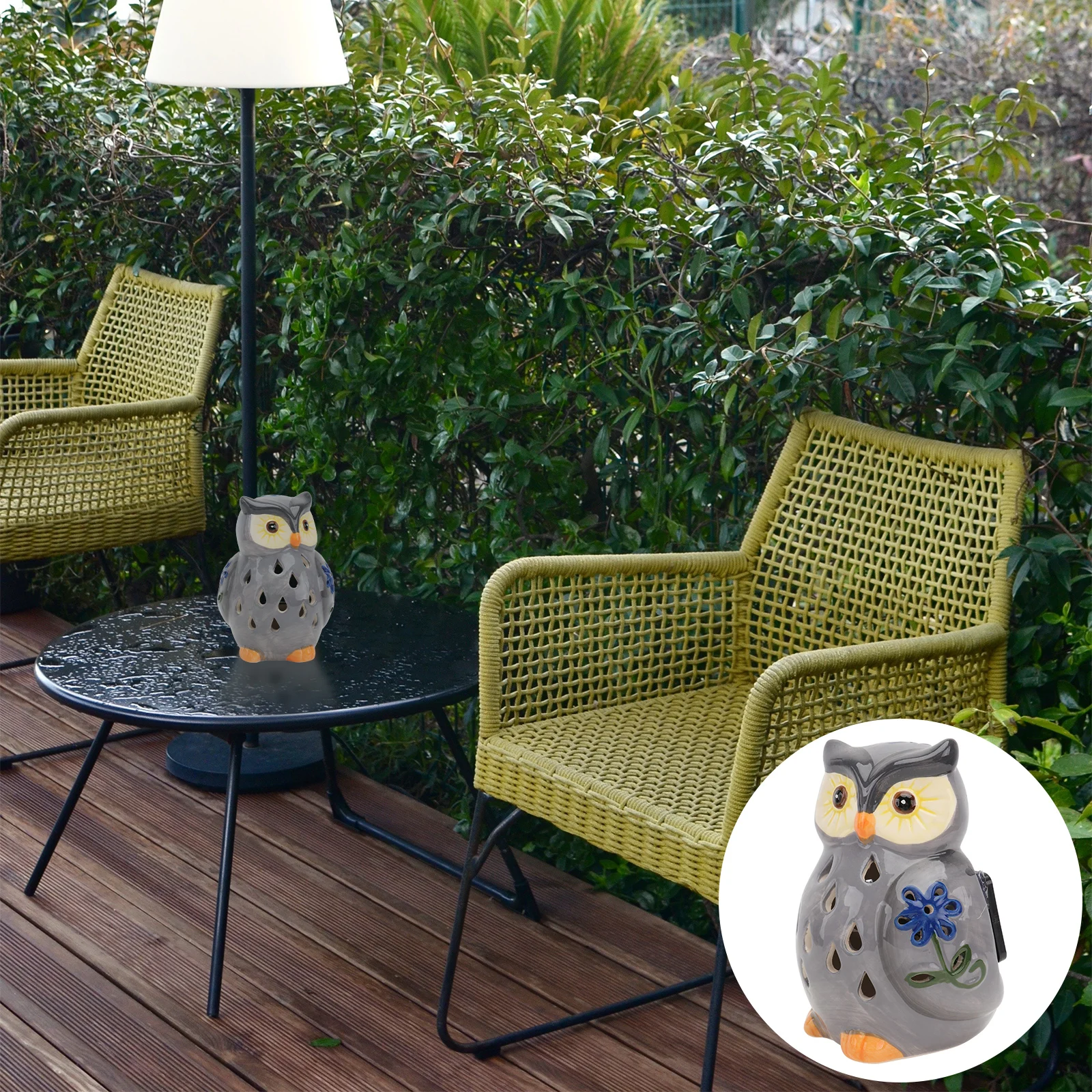 

Solar Owl Ceramic CatLED Garden L Light Outdoor Decor Night LED Yard Street Waterproof Garden L Light Vintage