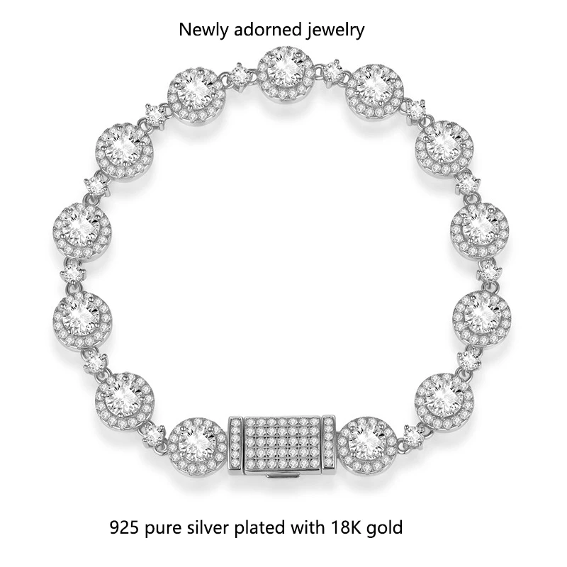 Nueva cadena cubana de plata 925 incrustada con moissanita completa, estilo hip-hop moderno y moderno, totalmente con incrustaciones de diamantes, sh