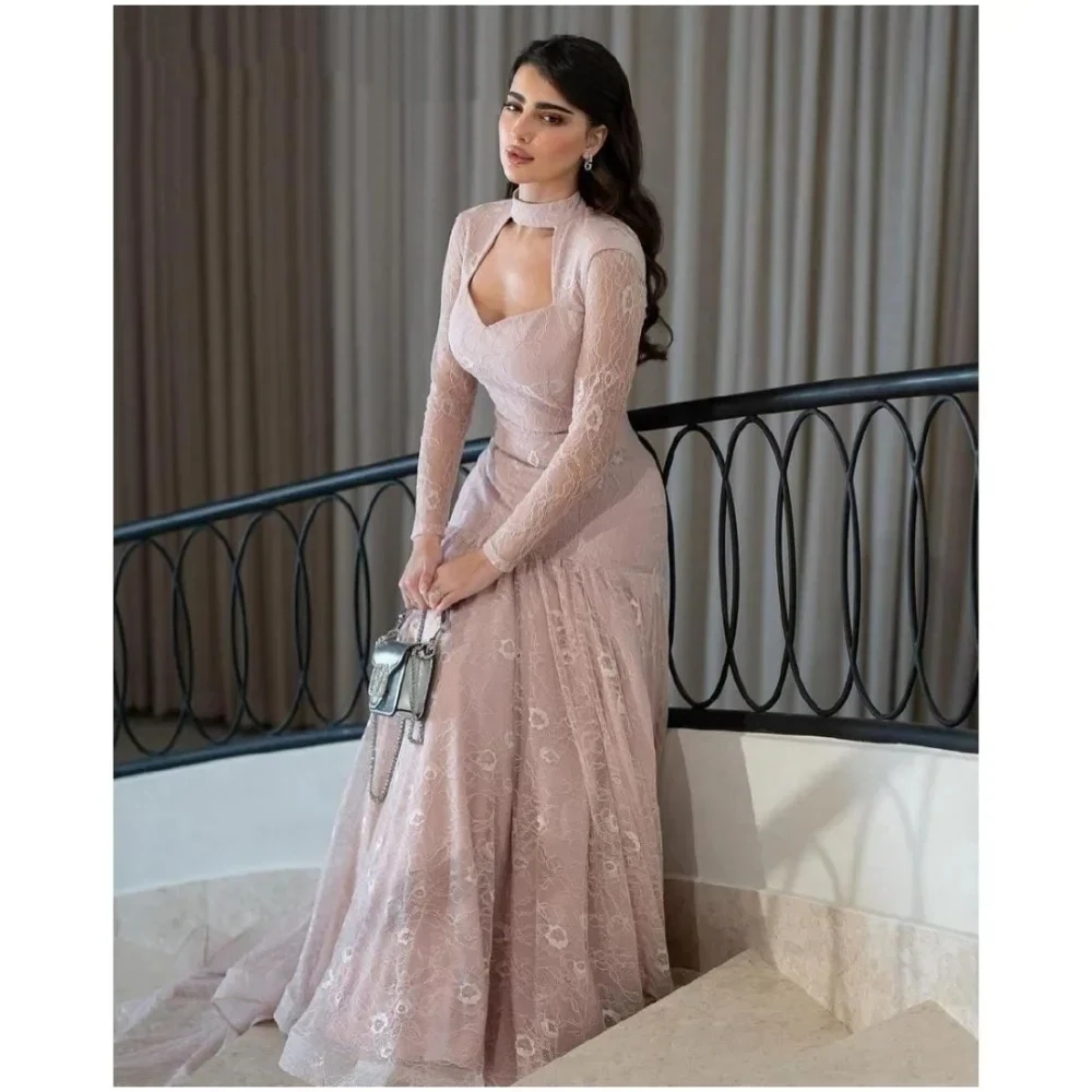 Vestido De Novia elegante De gasa con apliques De sirena para mujer, Vestido De Novia Sexy con cuello alto y manga larga para baile, Vestido De Novia personalizado