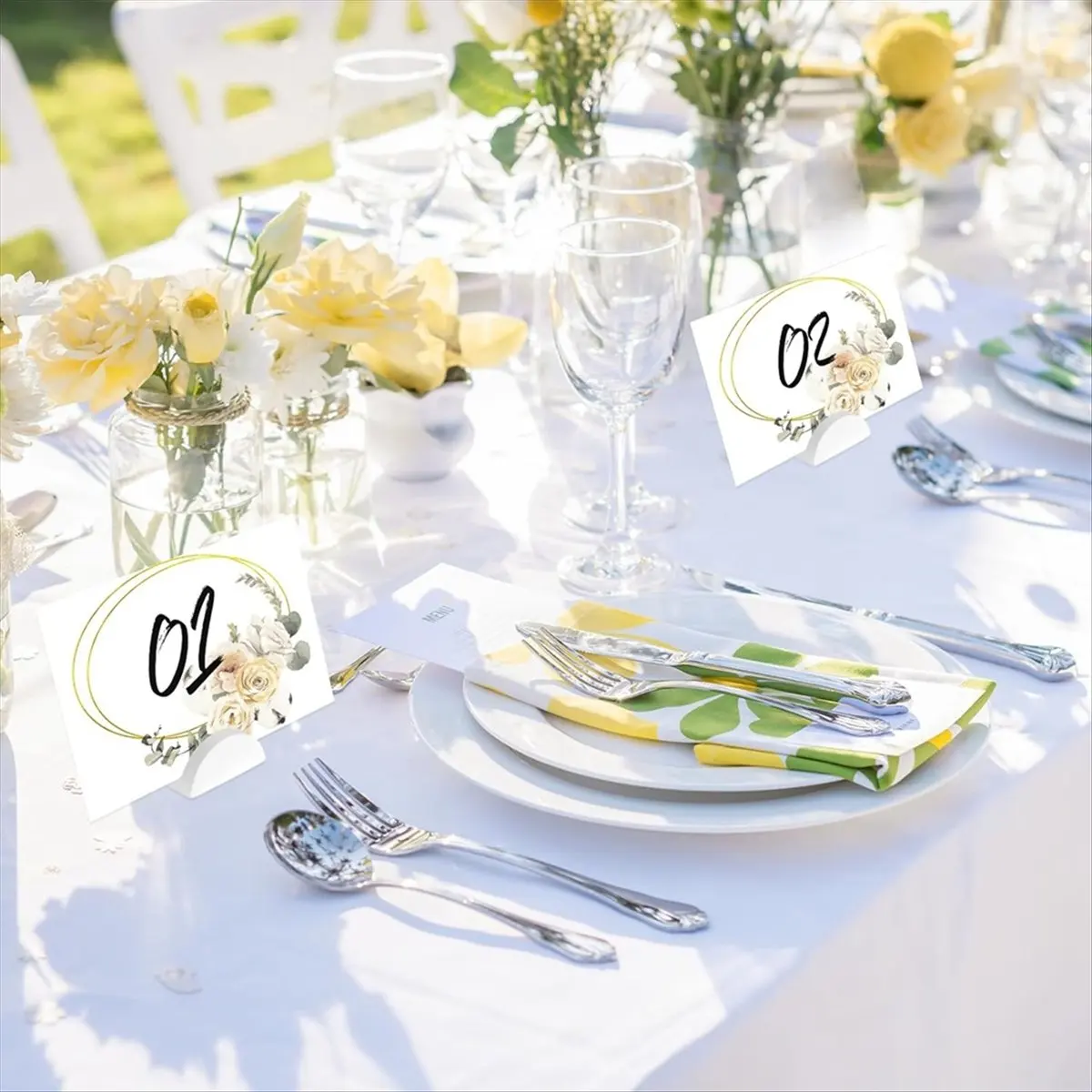 ABNH 24PCS White Table Number Stands, Wooden Light Weight Wedding Table Name Holder, Small Size Place Card Holders