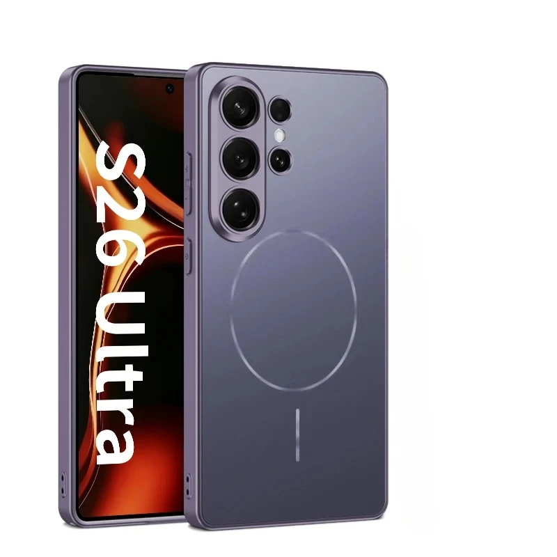 Luxury Matte Magnetic Wireless Charging For Magsafe Phone Case for Samsung Galaxy S26 Ultra Ultra-thin Mixed PC Shockproof Cover