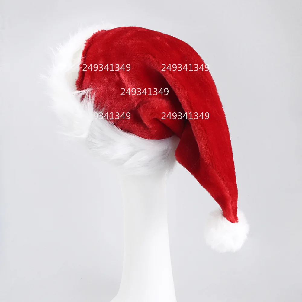 Red Velvet Christmas Hat for Adult Plush Xmas Cosplay Accessories Family Winter Party Dress Up Hat Man Woman Festival Decoration
