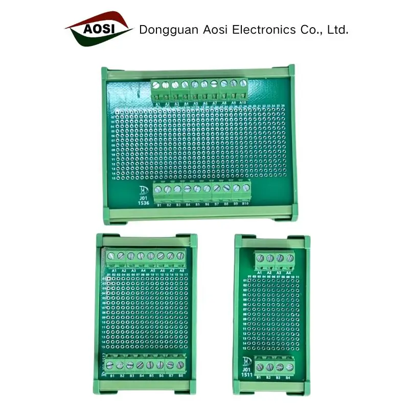 DIN‑rail mount electronic board with terminal blocks, PCB experimental soldering board, circuit test circuit board