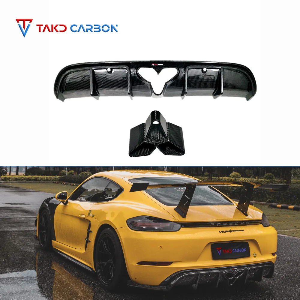

718 TAKD Design Real Car Data Development Dry Carbon Fiber Rear Bumper Lip for Porsches 718 2016- 2023