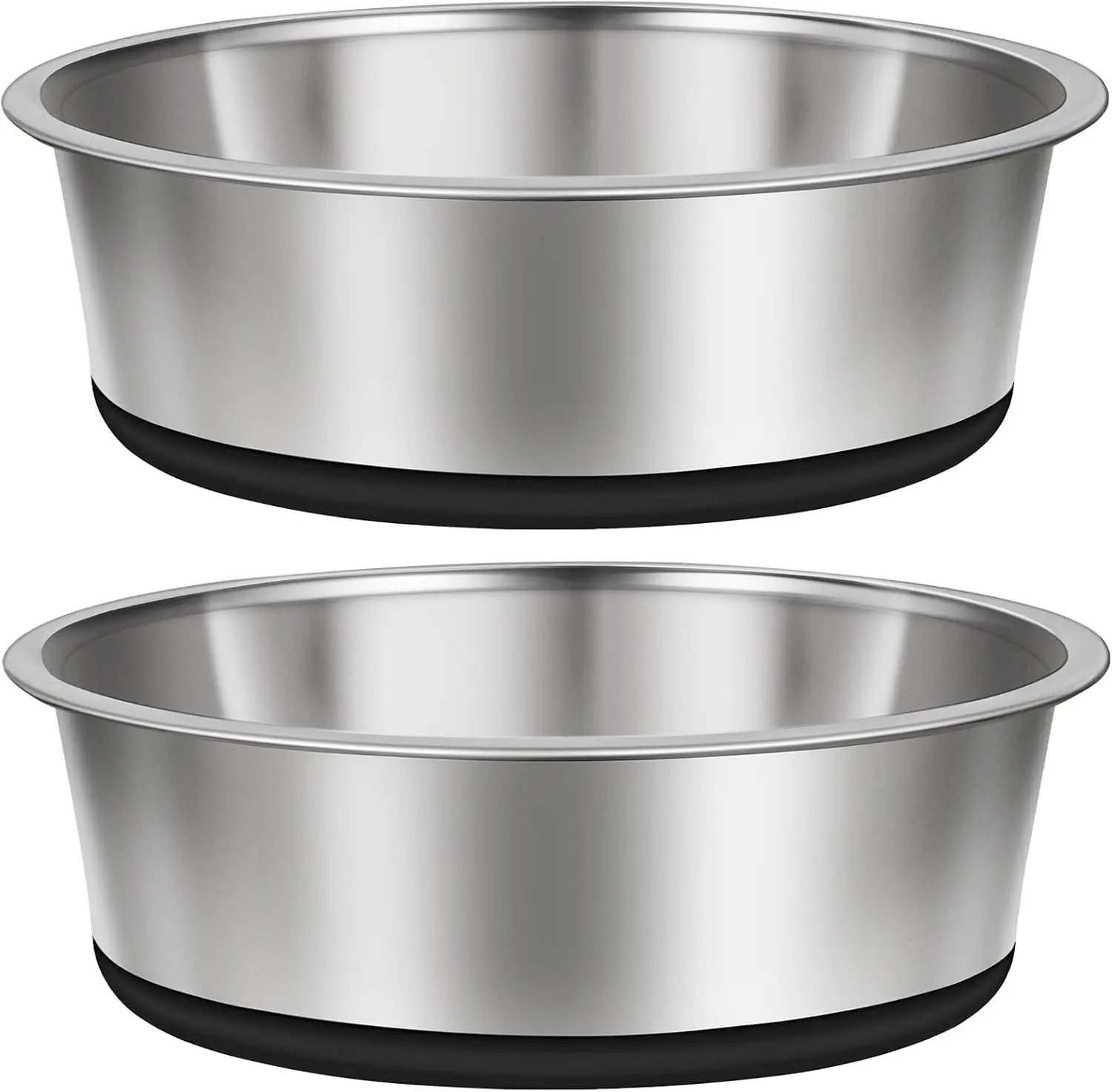 

8 Cup Stainless Steel Dog Bowls Set of 2, Anti-Slip Silicone Base, Rust Resistant for Medium Dogs, 59oz Black