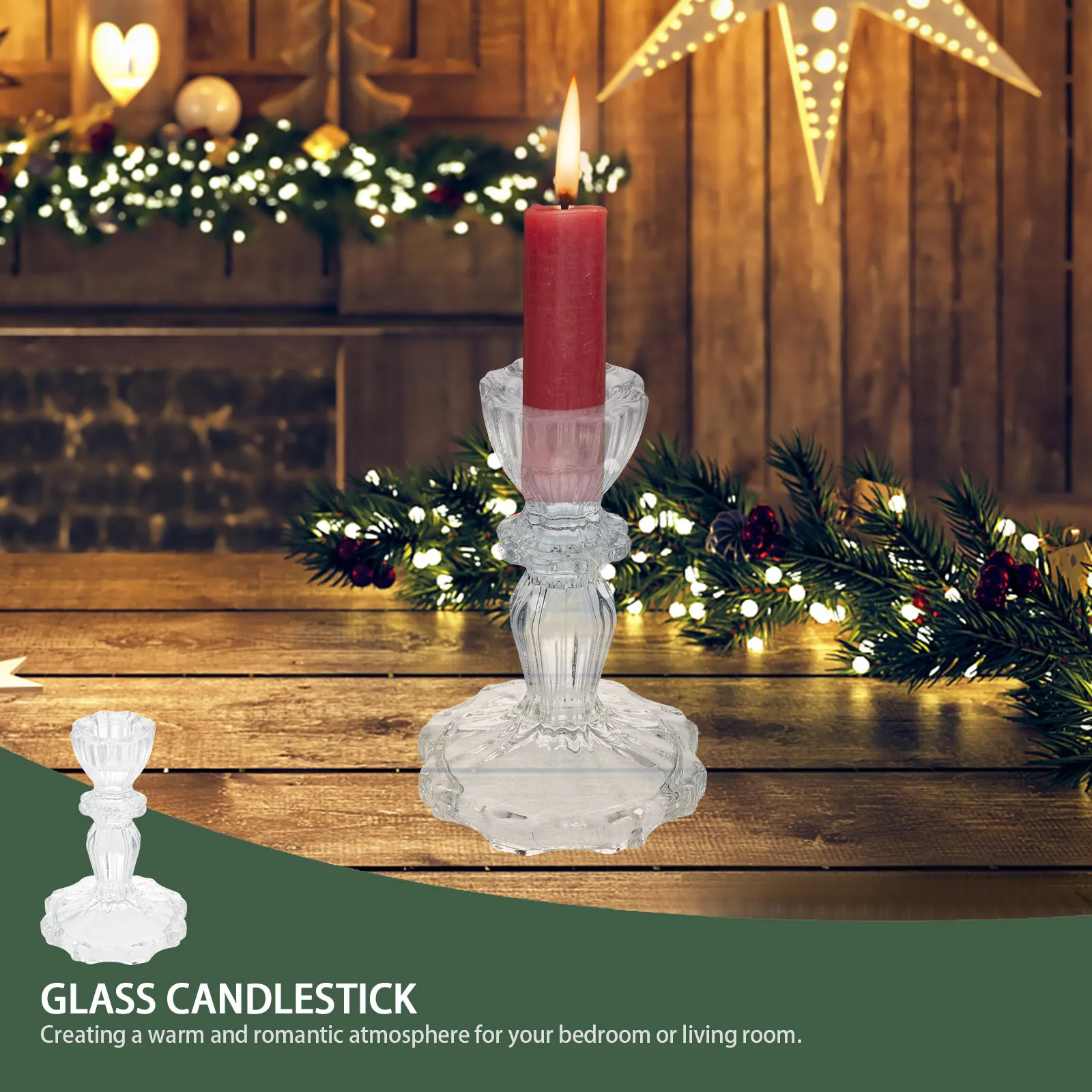 

2Pcs Glass Petal Holders Taper Candlestick Wedding Festival Party Decor Desktop Centerpiece Elegant Lighting