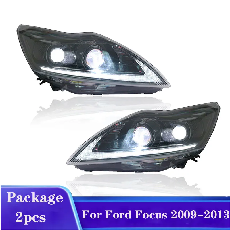

2PCS Car LED Headlight For Ford Focus 2009-2013 Headlight With LED DRL Dynamic Turn Signal Xenon Headlamp Assembly Plug And Play