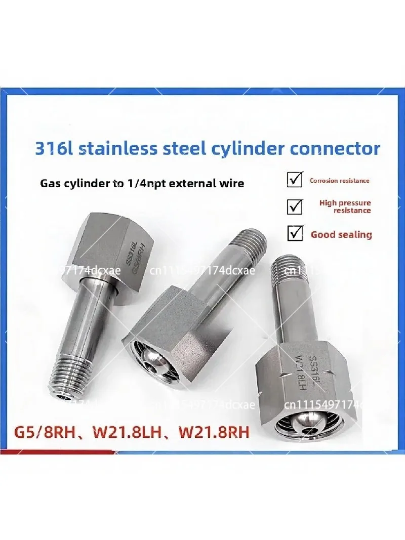 316L Stainless Steel Cylinder Connector G5/8 to NPT1/4 Thread Adapter BS341-8 DIN477 W21.8-14 Fitting