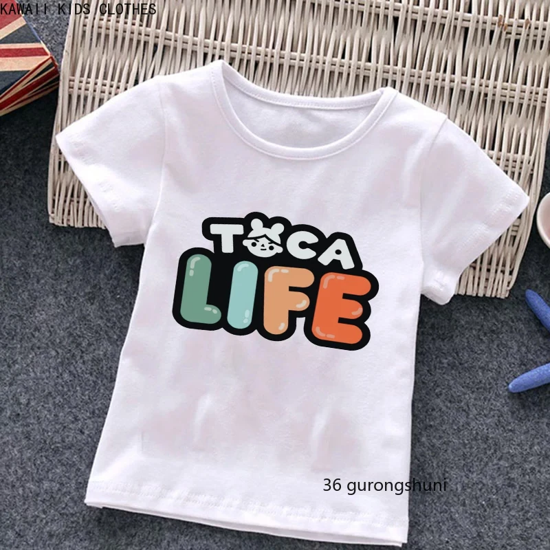 Kawaii Toca Life World T-shir Boys Girls Children\'s Clothing Short-sleeve Funny Toca Boca Cartoon Animation Game Tops