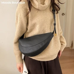 MOODS Retro Saddle Shoulder Crossbody Bags For Women Soft Vegan Leather Pure Color Underarm Hobo Bag 2026 Latest Trends Handbags