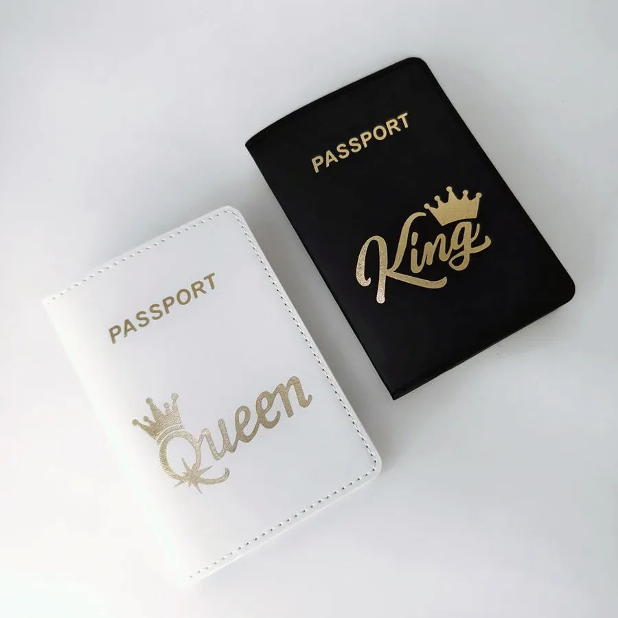 2PCS a Set QUEEN KING Lovers/Couples PU Travel Accessories Passport Case/Cover/Holder for Women or Men