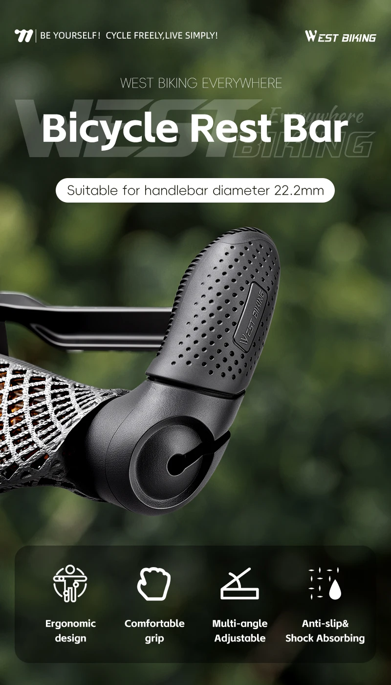 WEST BIKING Ergonomische Fahrrad-Restbar mit verstellbarem Winkel, rutschfester TPE-Griff für Langstreckenfahrten, MTB, Pendlerfahrrad-Lenker – Detail 1