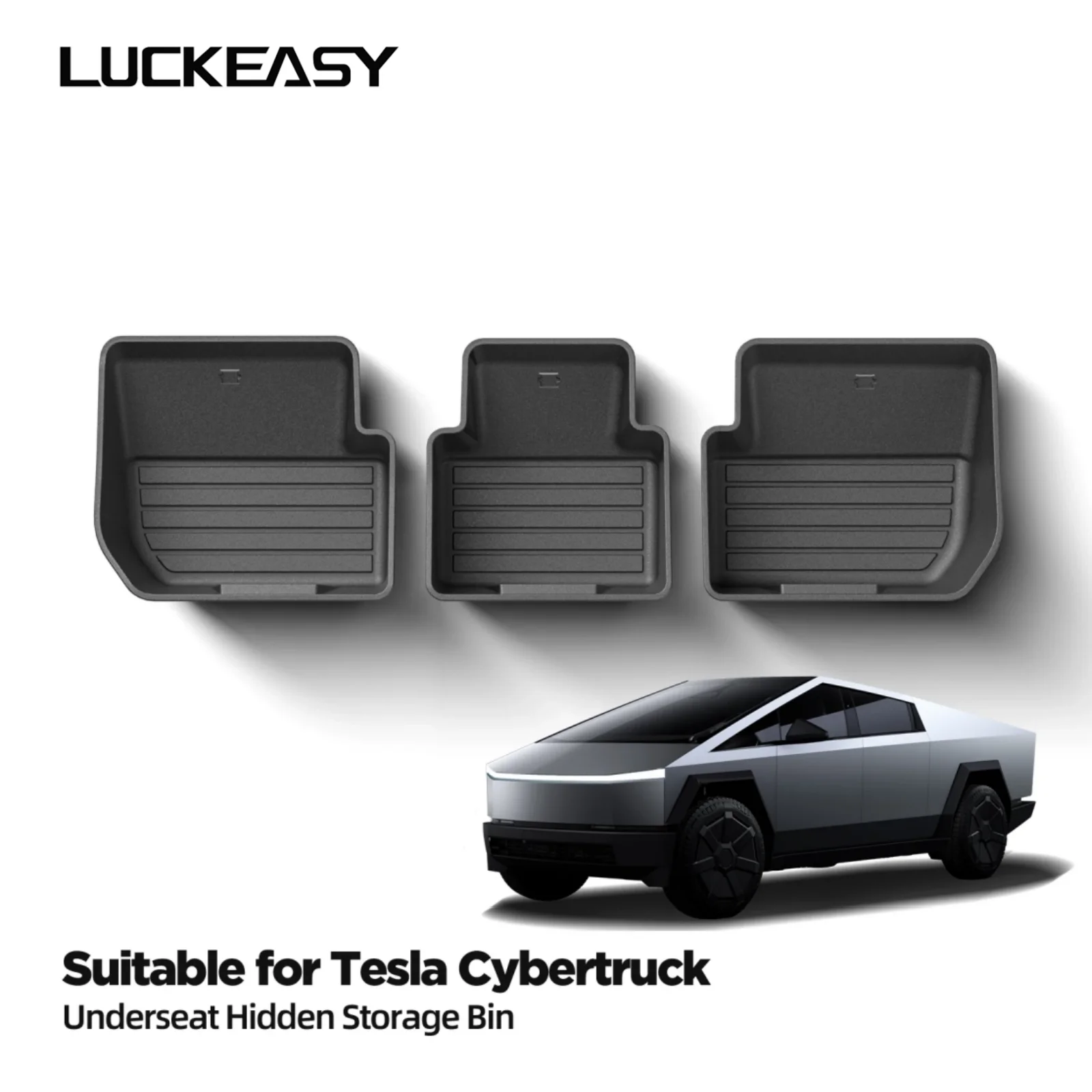 LUCKEASY for Tesla Cybertruck 2024 2025 2026 Under Seat Storage Box Car Rear Seat Lower Box Case Organizer Accessories 3Pcs