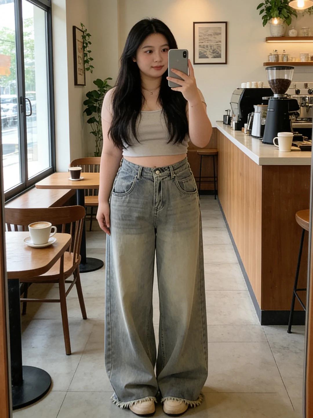 

Ретро джинсы с рваным краем и широкими штанинами, большие размеры, женские, с высокой талией, утягивающие, весенние, новые, удобные, дышащие брюки