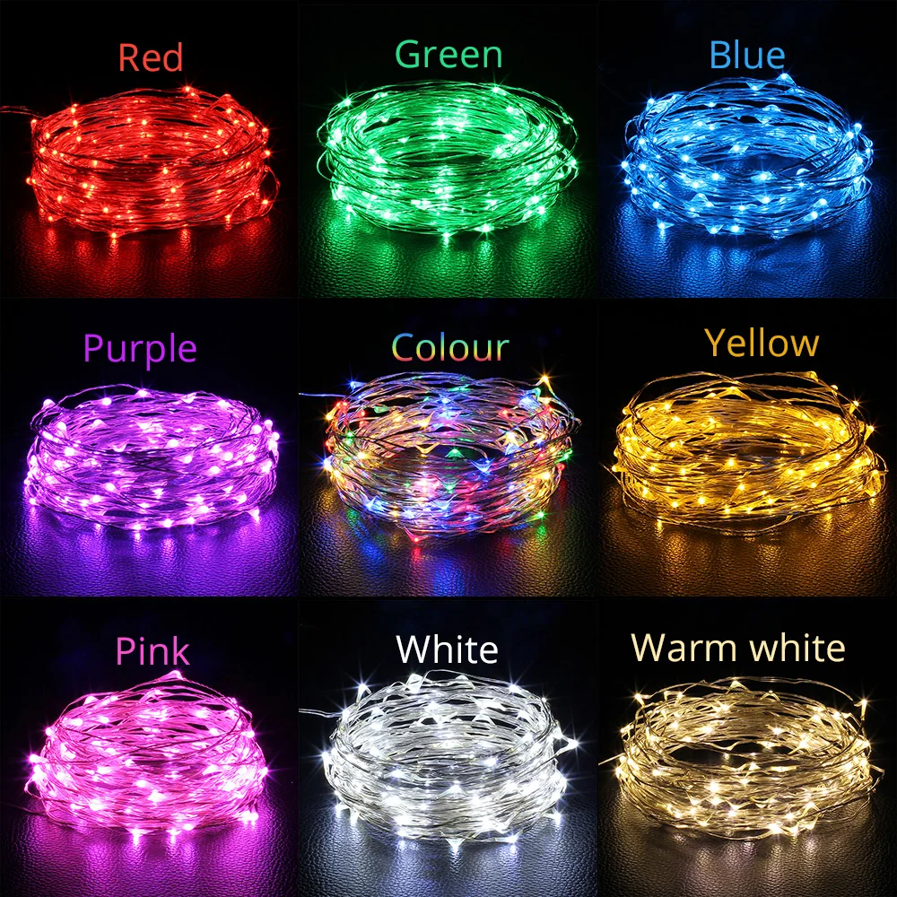 2/5/10M Led Lights Chain Copper Wire USB Or Battery Powered led String light Fairy Light For Christmas Lights Wedding Party