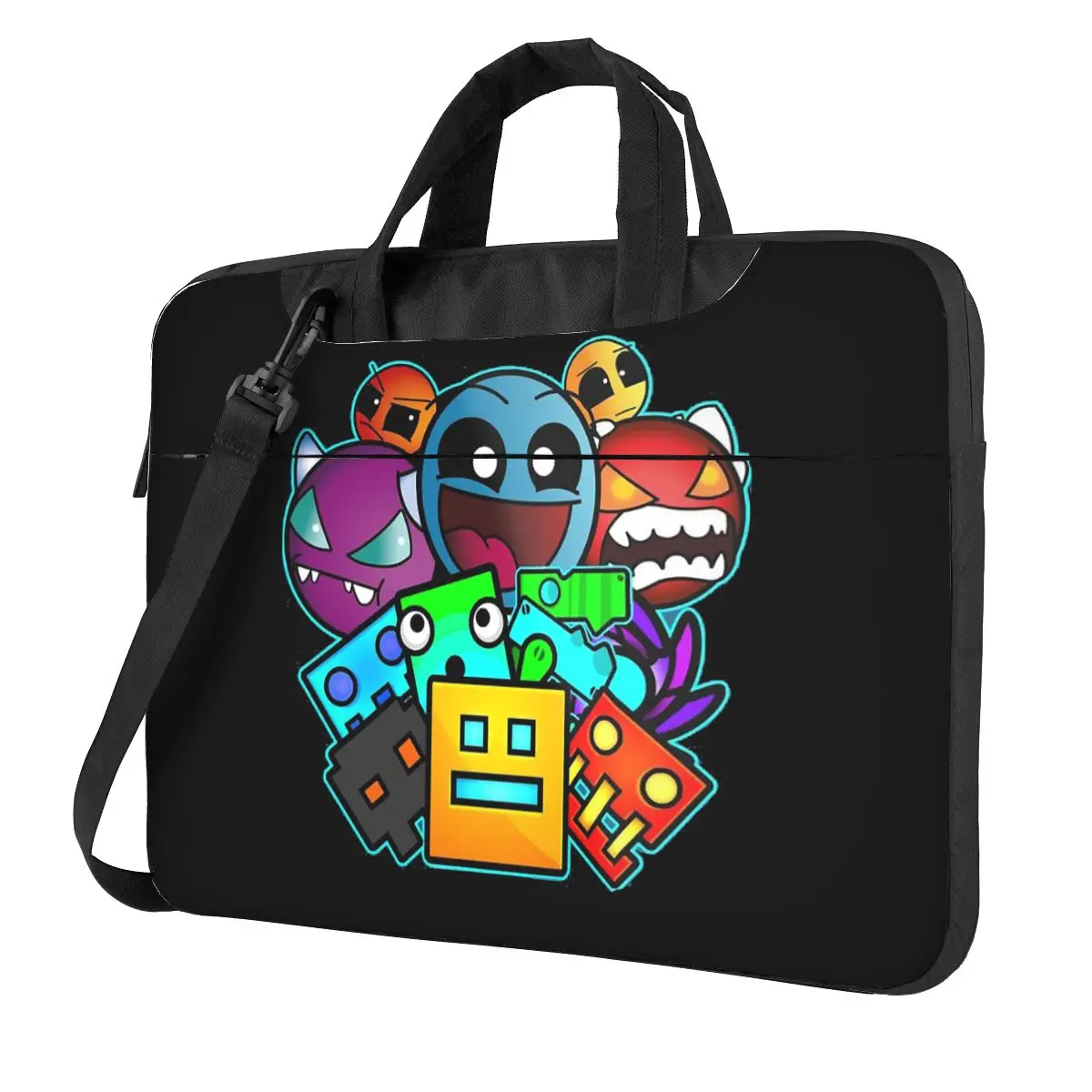 Geometry Dash Game Music Cute Geometric Crossbody Laptop Bag Case  13 14 15.6 Inch Notebook Pouch for Macbook Pro Lenovo