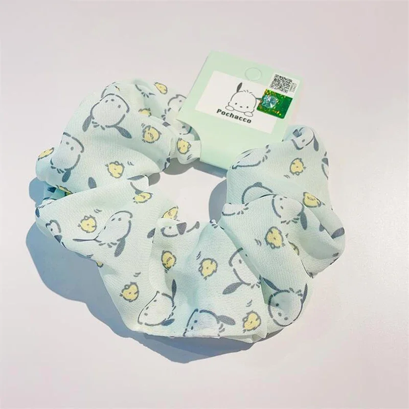 سانريو الدانتيل Scrunchies مرحبا كيتي كورومي سينامورول مرونة إكسسوارات الشعر شخصيات كرتونية طباعة رئيس حبل مرحبا كيتي أغطية الرأس