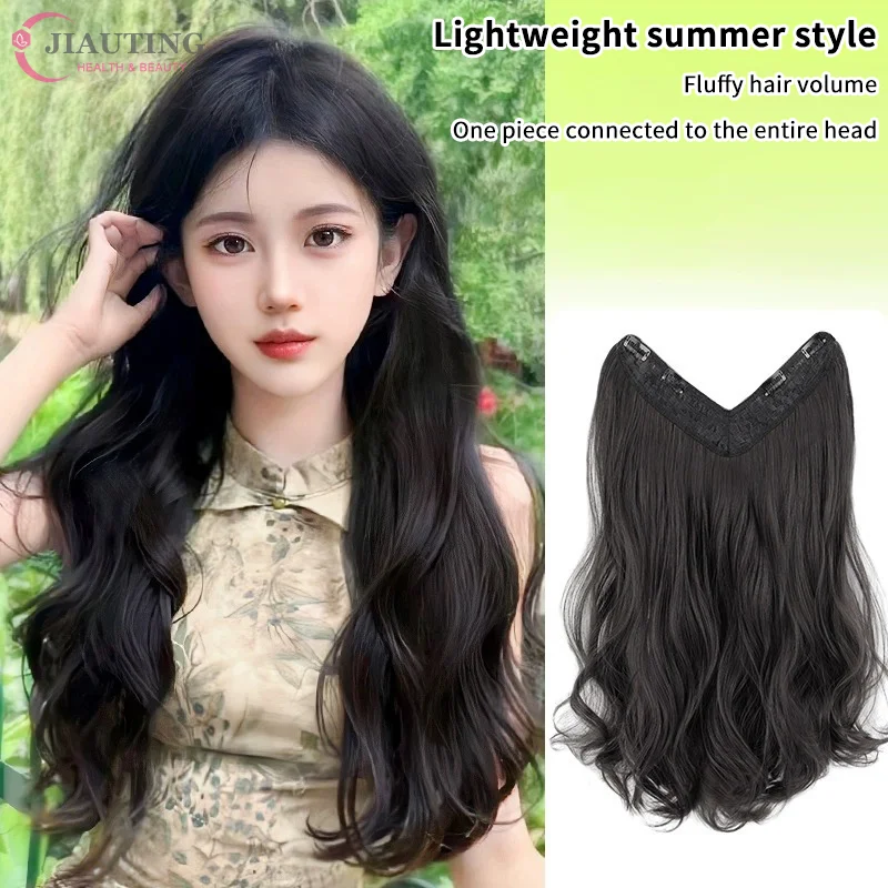 

Синтетические длинные прямые/волнистые волосы, пушистые V-образные заколки для наращивания волос для женщин, аксессуары для волос