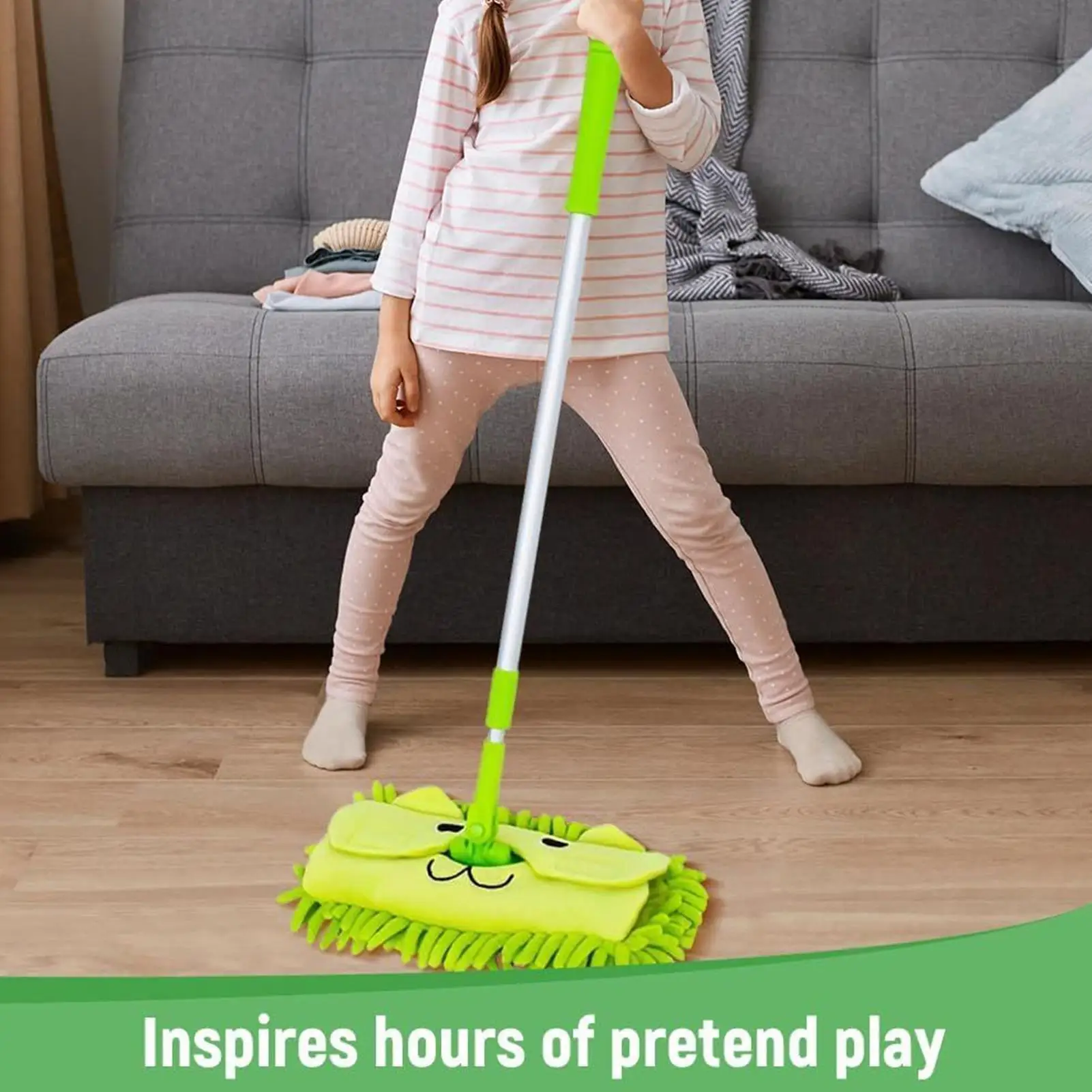 Kinder Mopp Abnehmbare Teleskop Lustige Nette Cartoon Pretend Spielen Reinigung Mopp Für Jungen Mädchen Frühen Kindheit Housekeeping Rolle