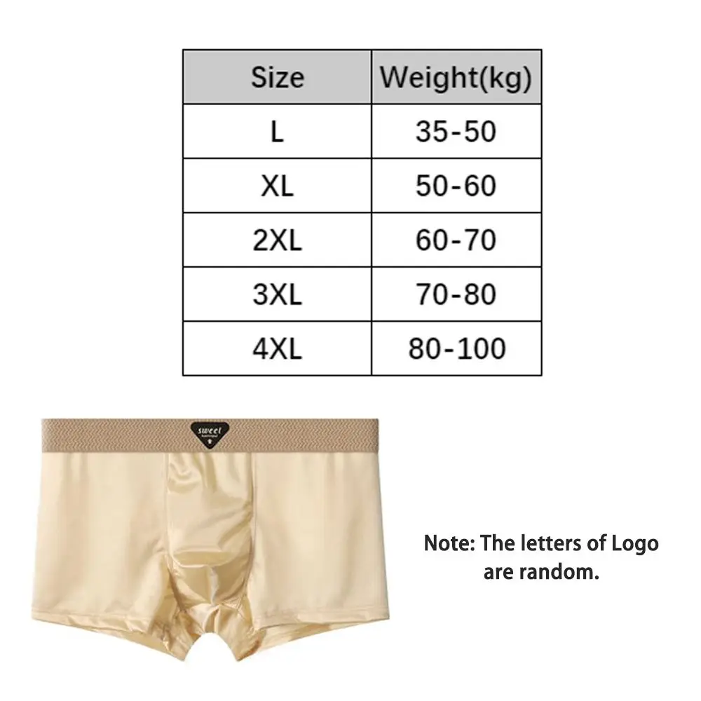 4PCS Comfortable Thin Satin Silk Boxer Briefs Seamless Underpants Ice Silk Boxers Lingerie Mid Waist Underwear for Men Men