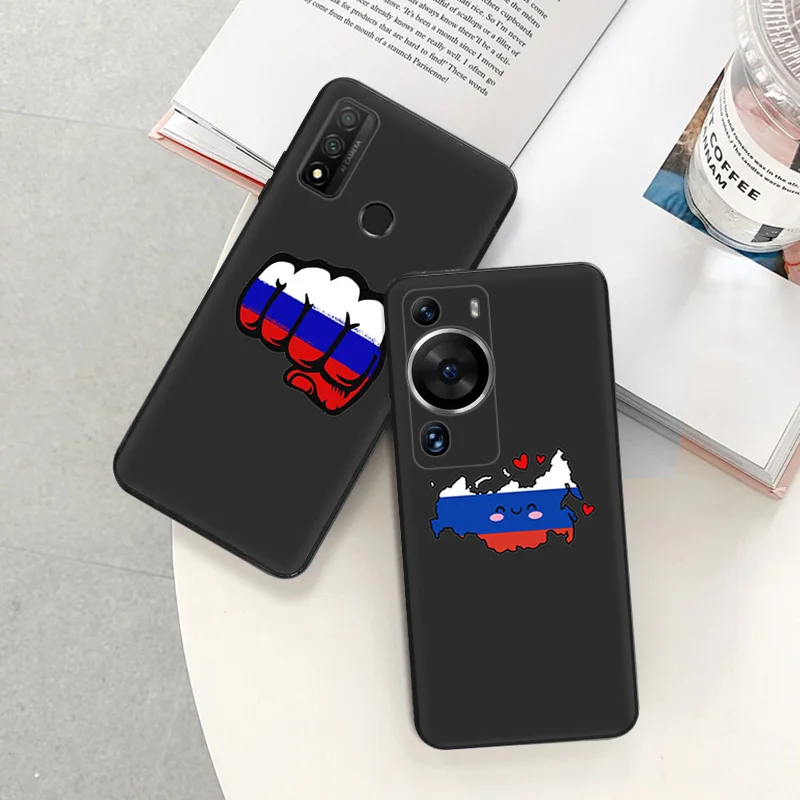 Weiche Hülle für Ehre 70 90 magic5 pro x6 x7 x8 a x9 b 8x x7b huawei p40lite p30 p20 p smart russia flagge schwarze handy hüllen abdeckung