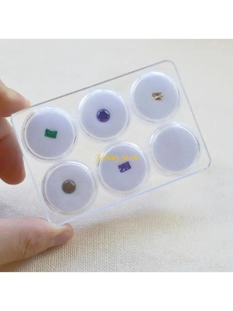 N58F Screw Lid Clear Organizers Containers 6Pcs Gemstones Collection Display