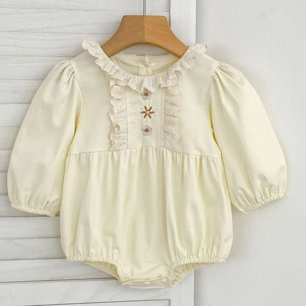 

Детский комбинезон для девочек 2025: Новинка весенне-летнего сезона, милый и очаровательный комбинезон с кружевным воротником, повседневный, простой