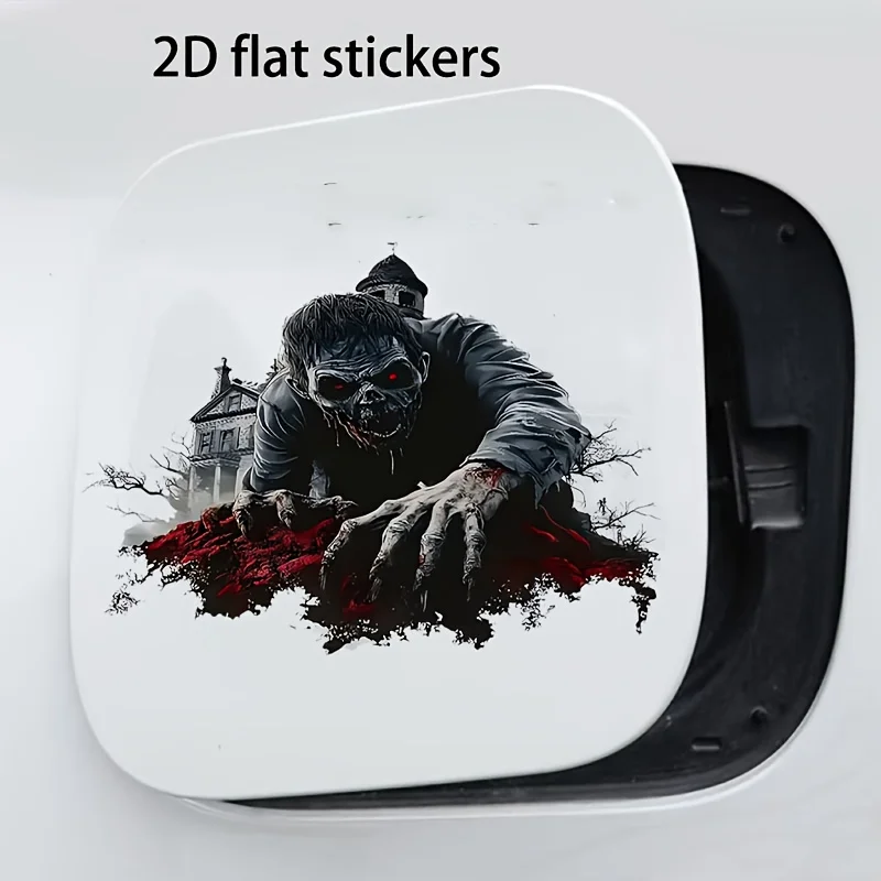 

Removable Self-Adhesive Decal with Glowing Red Eyes & Bloody Handprint for Horror Halloween Zombie Vinyl Sticker