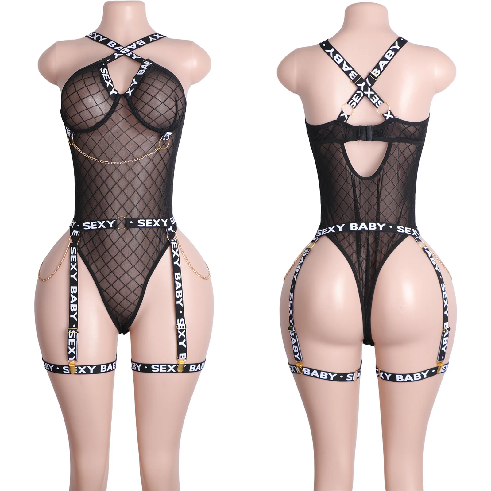 

Bar Costumes Performance Dance Wear Chain Thong Garter Belt Waist Sexy Exotic Club Outfit Stage Pole Dancing Nightclub Lingerie