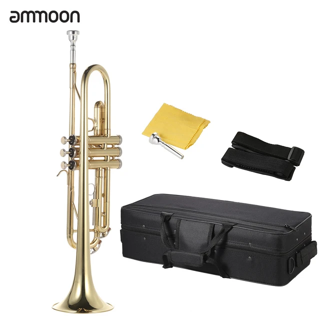 ammoon Trumpet Bb Flat Brass Gold-painted Exquisite Durable Brass Musical  Instrument with Trumpet Mouthpiece Gloves Strap Case - AliExpress