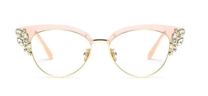 R45120 Frauen Katzenauge Presbyopie Brille glänzende Strass steine für Dame Marke Designer Lesebrillen Mode Brillen 0,50 1,50