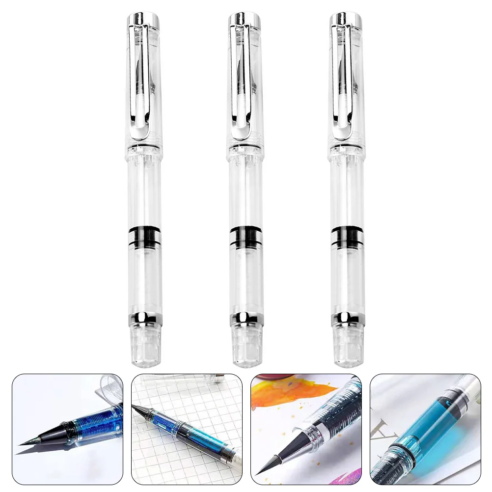 3 Pcs Pen Brush Student Fountain Ink Replacement Fine Tips for Pens Plastic Lettering Watercolor